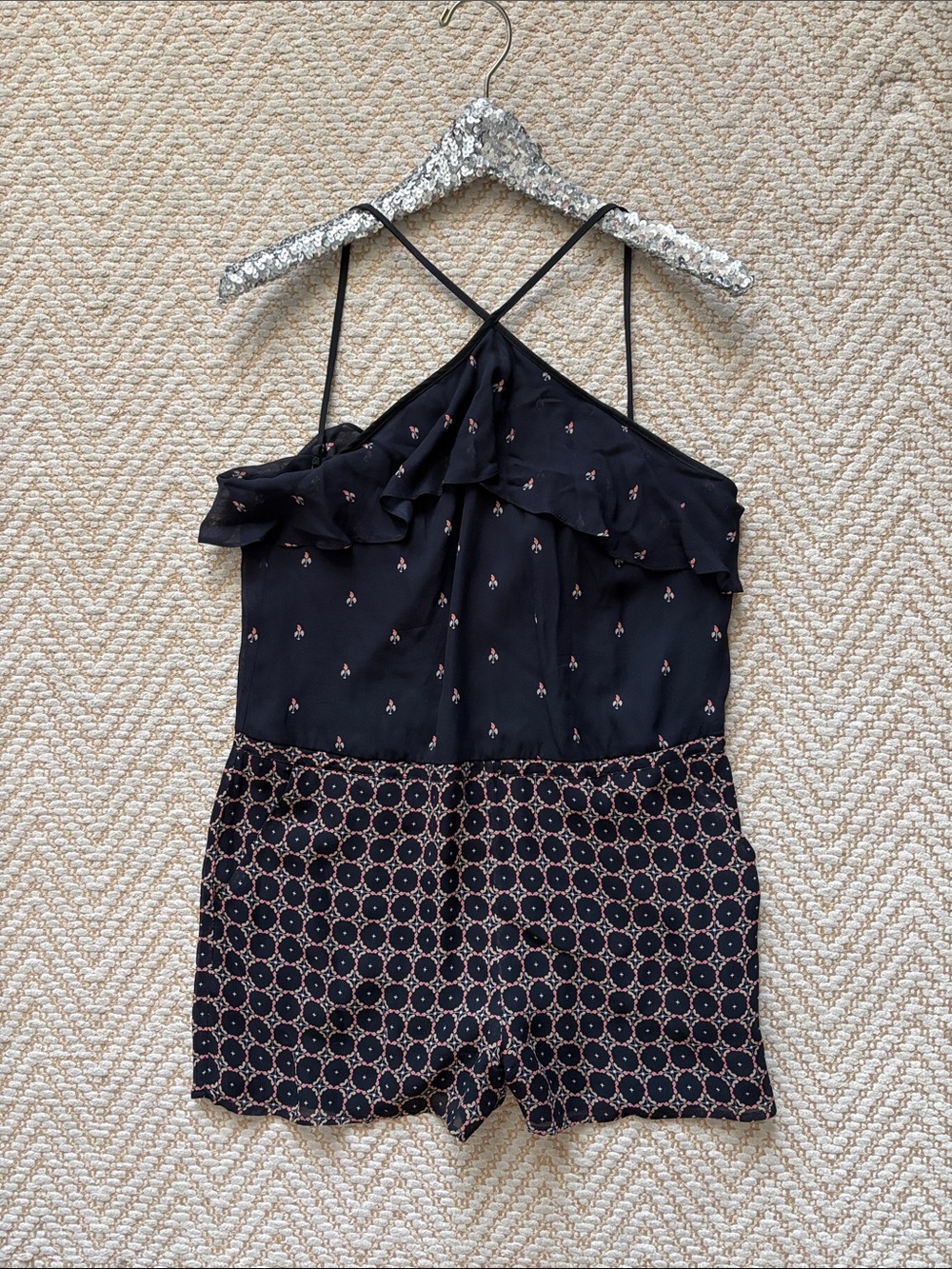 Anthropologie GreyLin Women’s One-Piece Romper with Ruffle Shoulder, Size Small